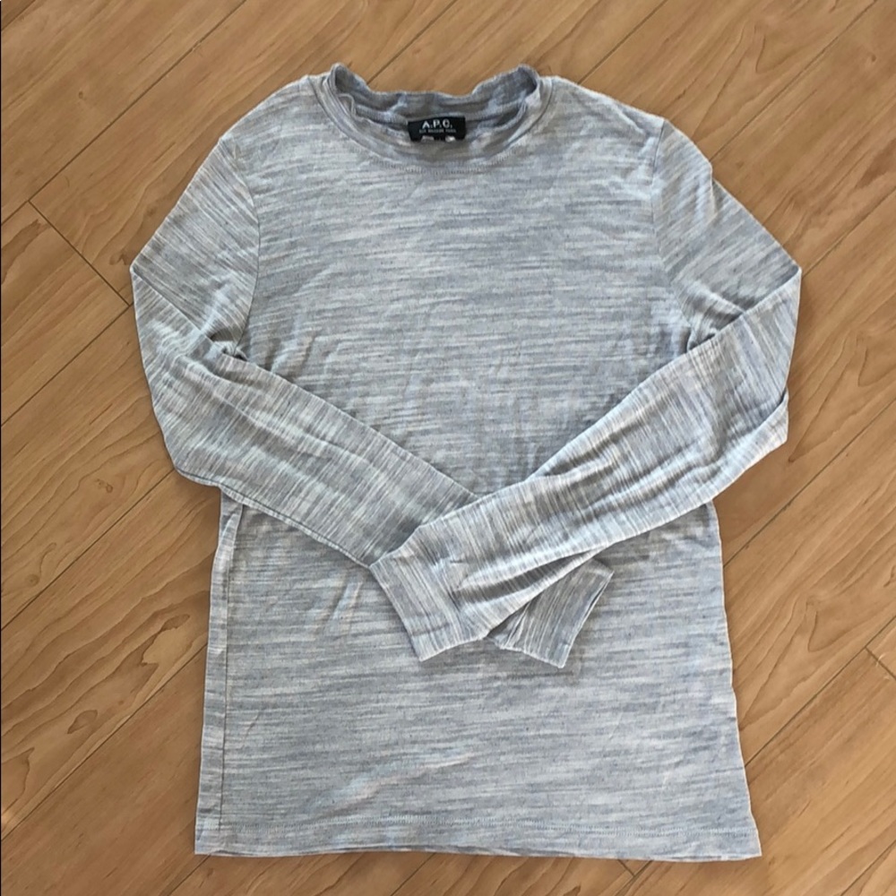 A.P.C. Heather Gray Long Sleeve Crew Neck, L